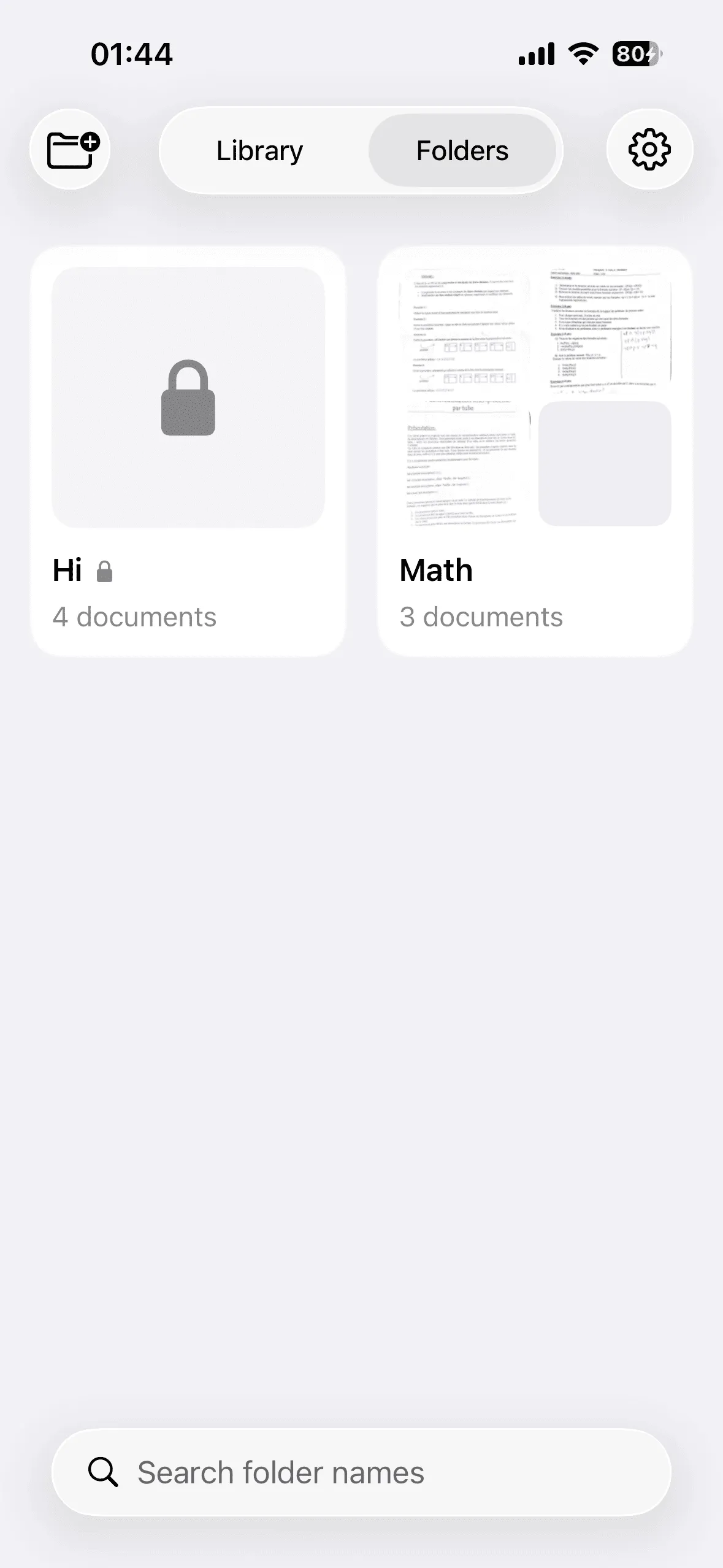 Folders and a secure folder in DocScanner