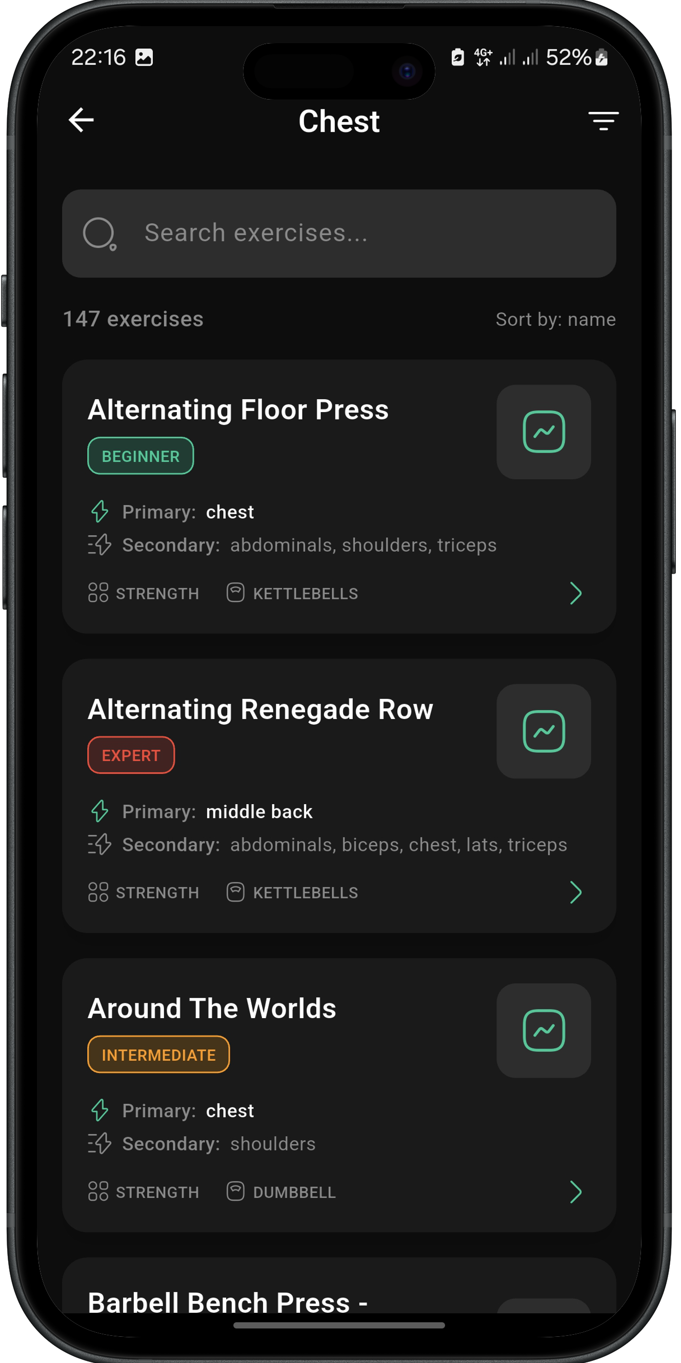 Exercise List Screen