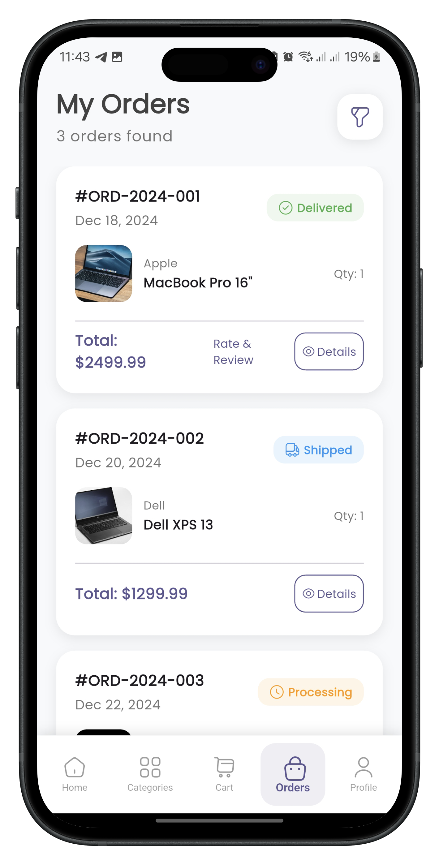 Orders Screen