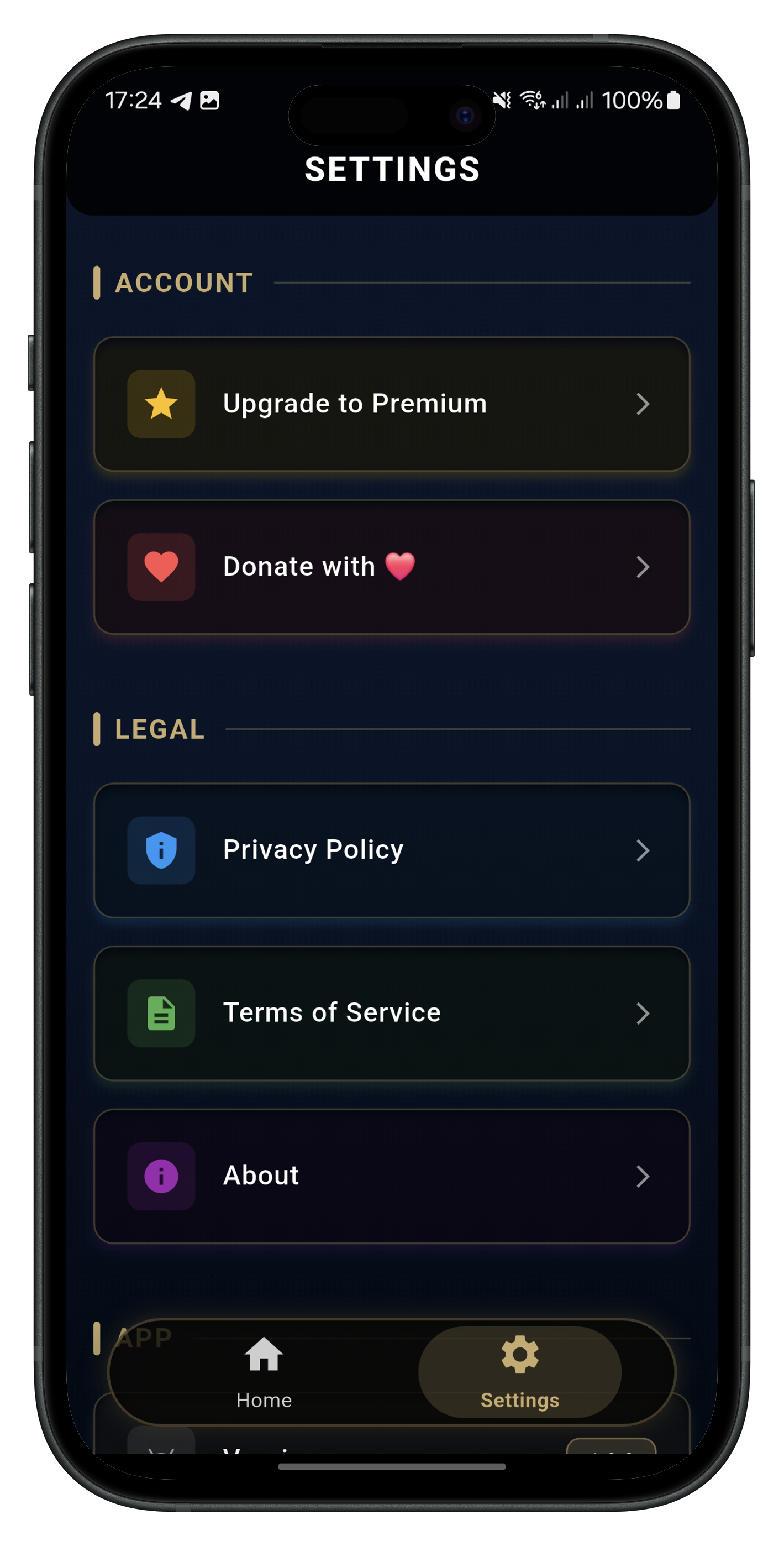 Settings Screen