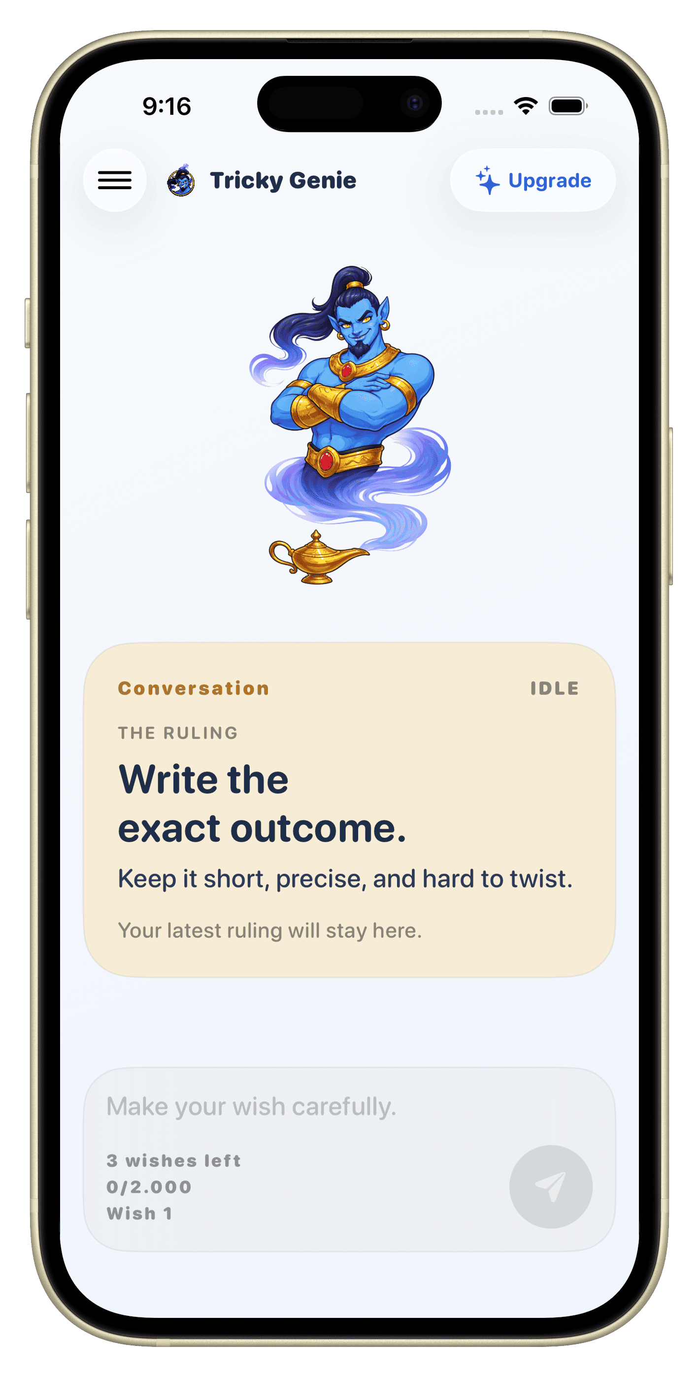 Tricky Genie home screen