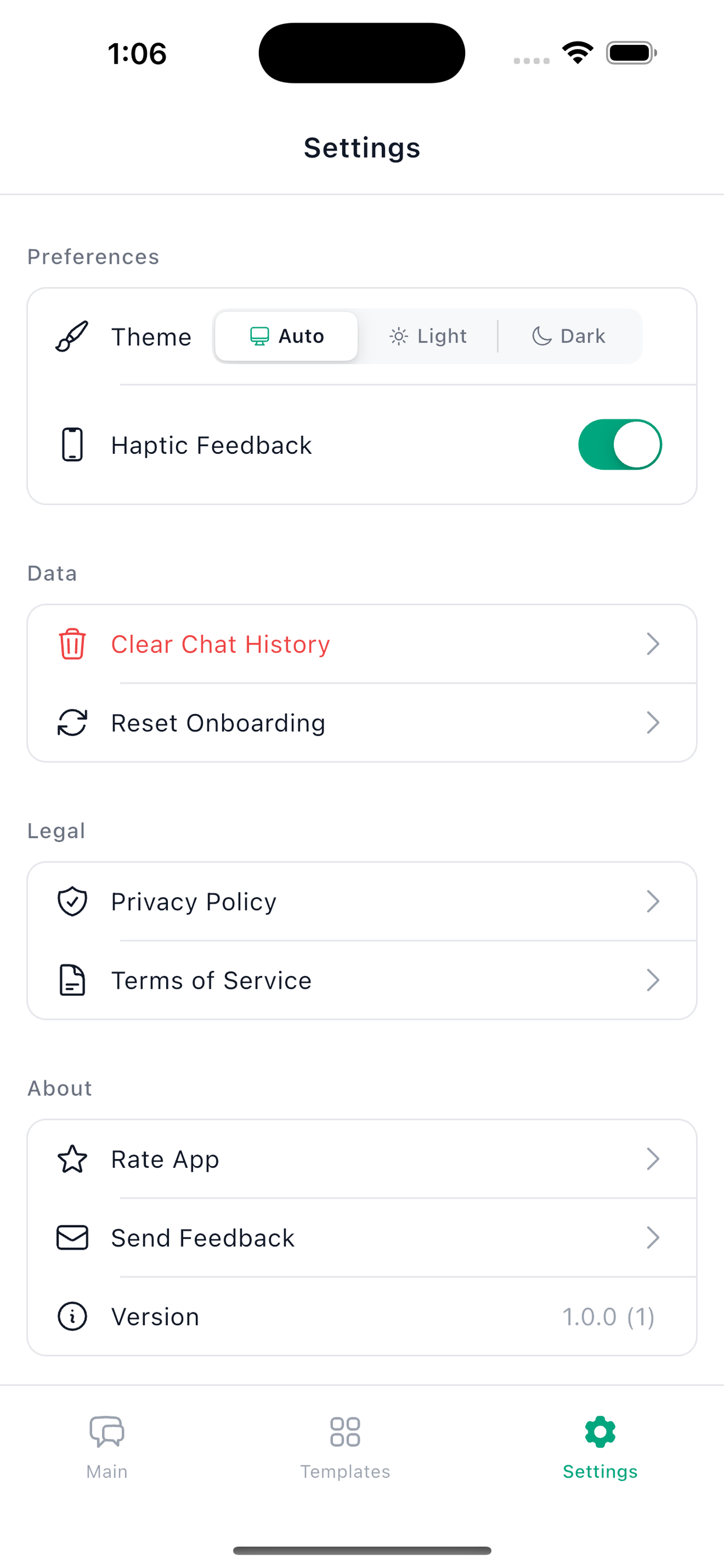PlanGPT settings - customization options